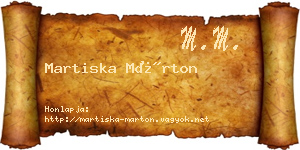 Martiska Márton névjegykártya